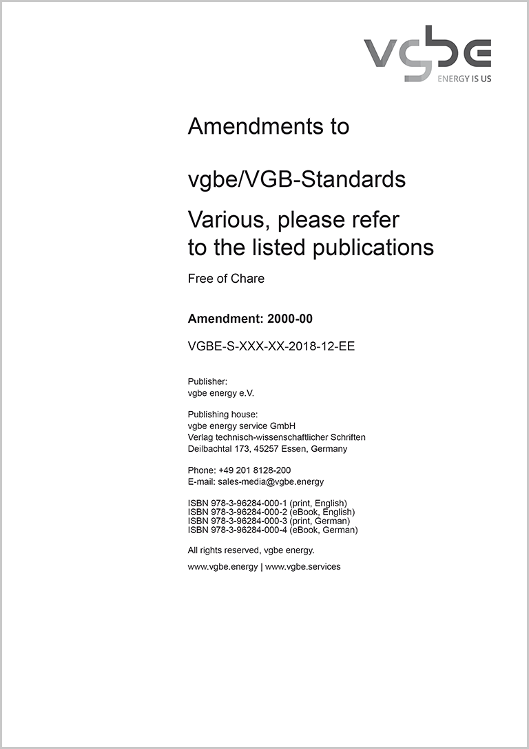 Änderungsblätter zum vgbe/VGB-Regelwerk / Amendments to vgbe/VGB standards kostenlos/free of charge - ebook